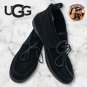 UGG Woodlyn Moc Chukka Ankle Boots Black Suede Moccasins Womens 8 Comfort Casual